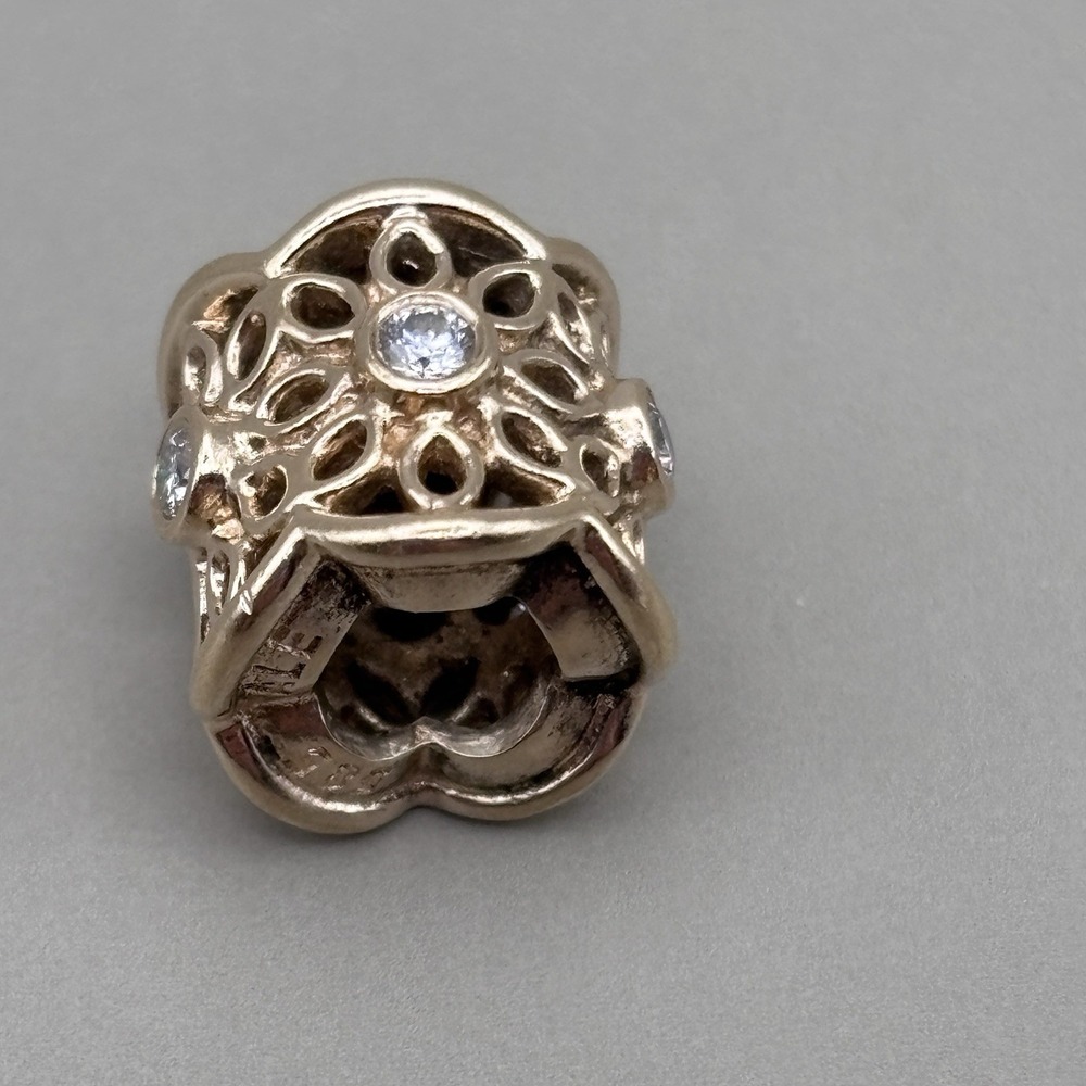 Pandora Golden Radiance Freesia 14K Gold Diamond Charm Retired - Picture 7 of 8
